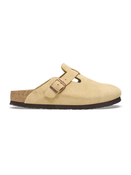 Klapki Birkenstock zamszowe beżowe