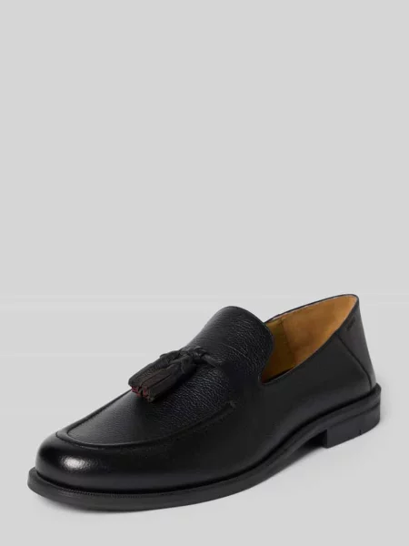 Loafersy z naturalnej skóry z chwostami Hugo czarne