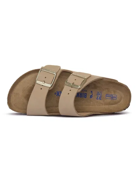 Șlapi Birkenstock din piele bej
