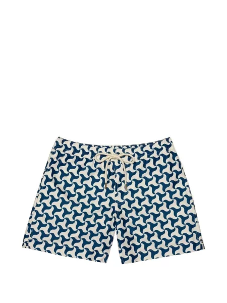 Slip de baie Prince & Bond cu imagine cu imprimeu geometric albastru