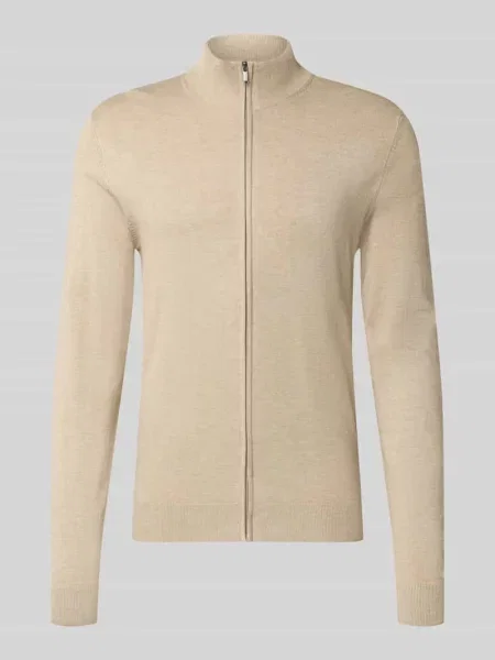 Kardigan rozpinany o kroju slim fit z mieszanki ze stójką Mcneal brązowy