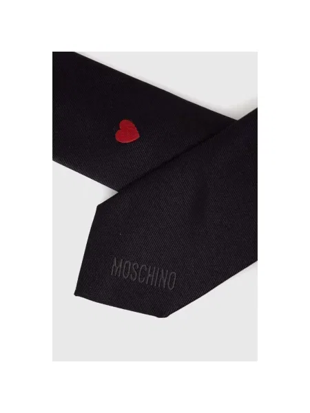 Krawat Moschino w serca czarny