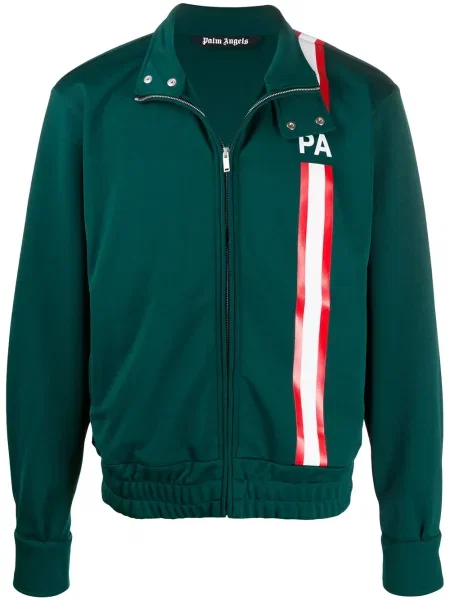Geacă Palm Angels cu dungi alergare cu autograf verde