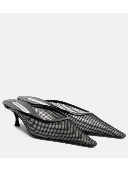 Papuci tip mules Victoria Beckham din piele negru