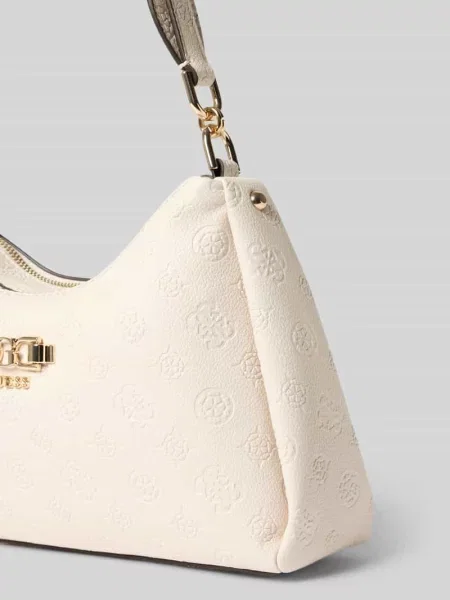 Torba na ramię z materiału skóropodobnego z detalem z logo model Anise' Guess biała
