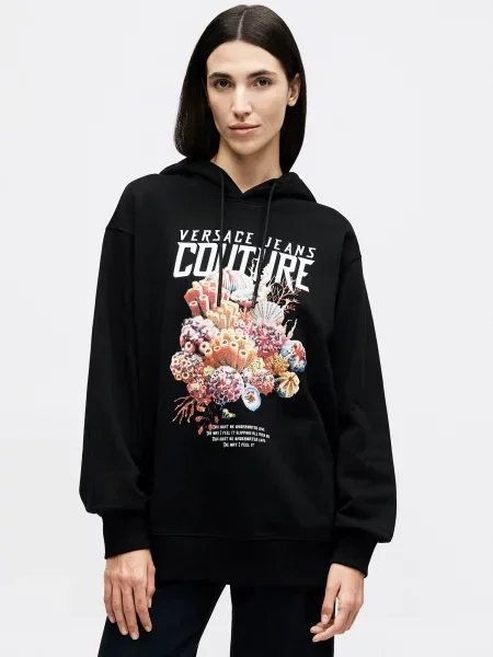 Versace Jeans Couture Mikina marhuľová / purpurová / čierna biela