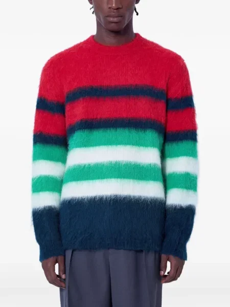 Pulover Lacoste din lână alpaca cu dungi roșu
