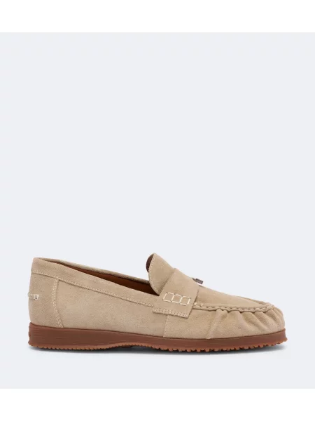 Pantofi loafer Hogan din piele de căprioară bej
