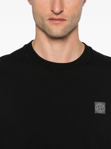 Lung tricou Stone Island cu strasuri negru