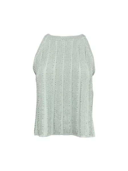 Dzianinowy top D.exterior z dekoltem halter zielony