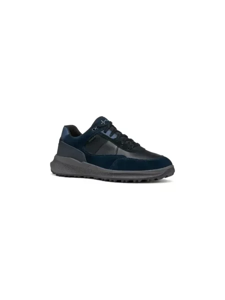 Sneakersy Geox sznurowane skórzane niebieskie
