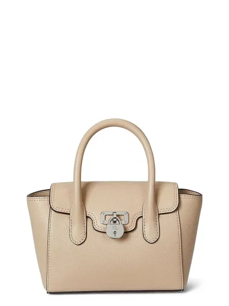 Кожена чанта Lauren Ralph Lauren бежово