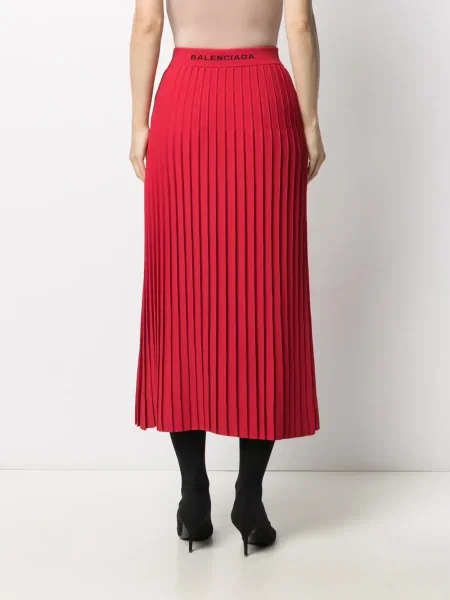 Fusta plisata Balenciaga plisată până la genunchi roșu