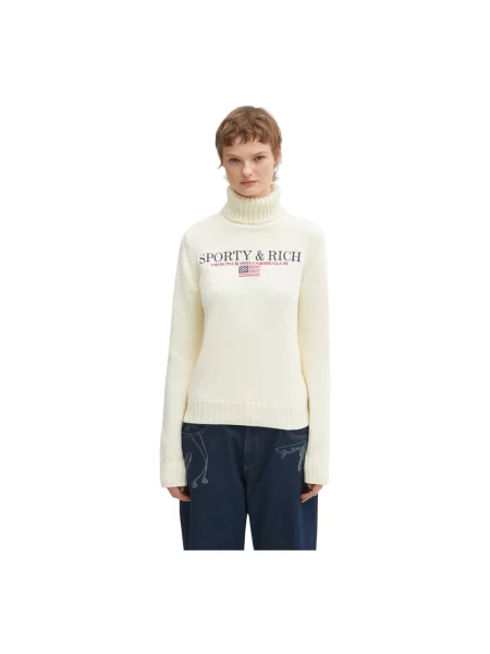 Dzianinowy sweter Sporty And Rich beżowy