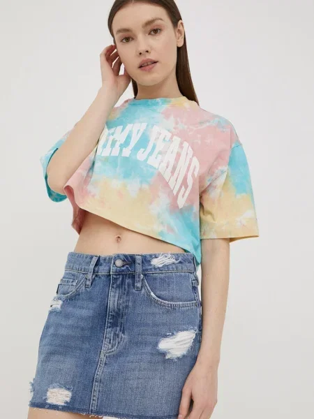 Superdry fusta jeans mini drept albastru