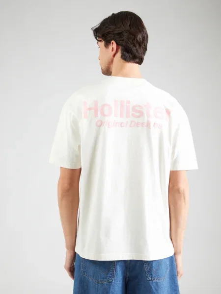 HOLLISTER Tričko staroružová / biela béžová
