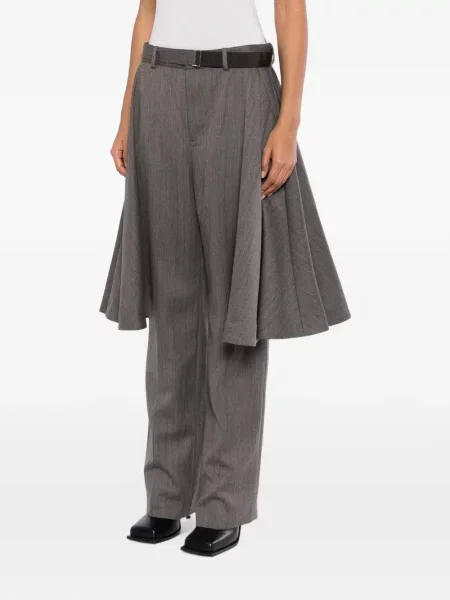 Pantaloni Sacai cu model herringbone gri