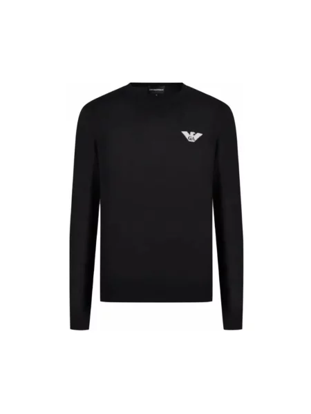 Bluza Armani wełniana z logo czarna