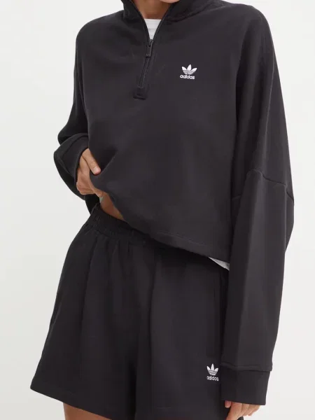 Šortky adidas Originals hladké high waist černá