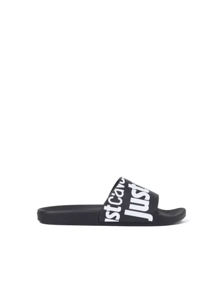 Klapki Just Cavalli z logo czarne