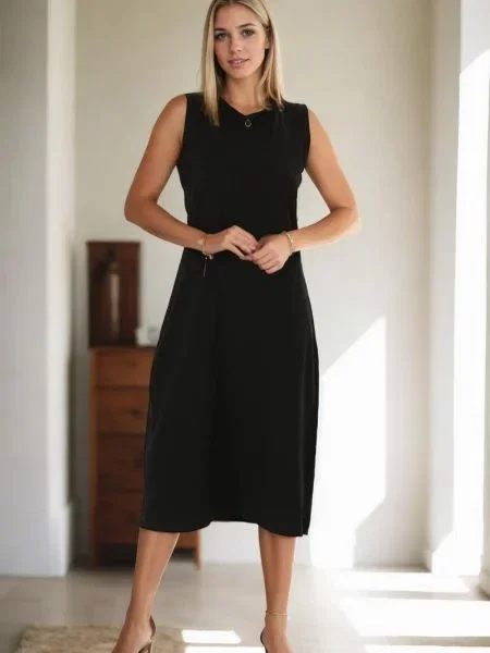 Rochie maxi Dewberry lungă de costum negru