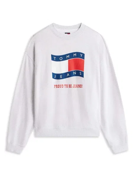 Tommy Jeans Mikina modrá červená / bílá šedá