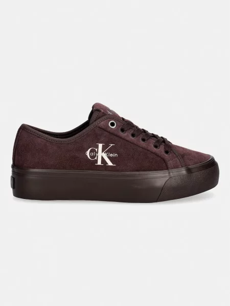 Pantofi Calvin Klein Jeans din piele de căprioară maro