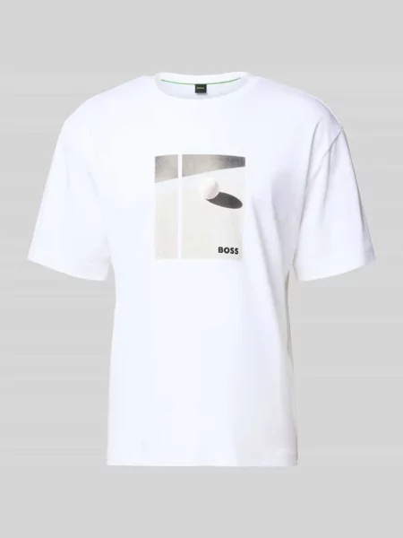 T-shirt o kroju relaxed fit z czystej bawełny model ‘JOIN’ Boss Green biała