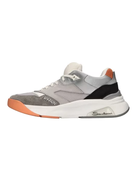 Sneakersy Santoni skórzane do biegania szare