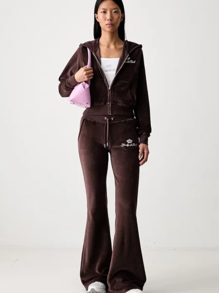 Sporty & Rich x Juicy Couture παντελόνι επίσημο βελούρ γυναικείο καφέ