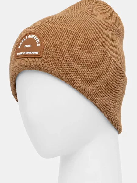 Шерстяная шапка Karl Lagerfeld коричневая