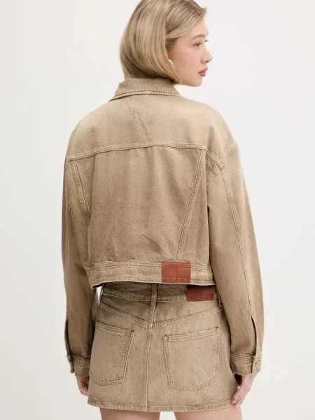 Džínová bunda Tommy Jeans přechodná béžová