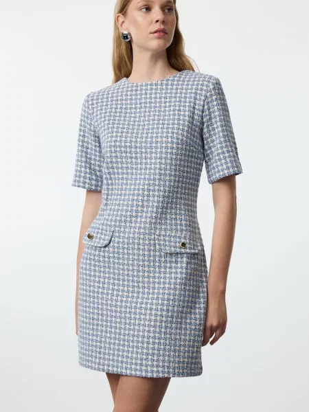 Trendyol Rochie tricotat bleumarin / albastru deschis alb