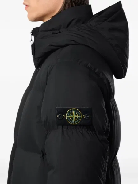Geacă Stone Island cu glugă cu strasuri negru