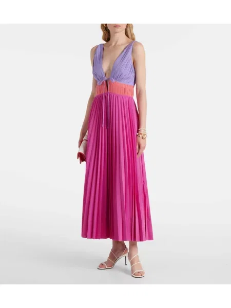 Rochie midi Simkhai plisată până la genunchi din poplin