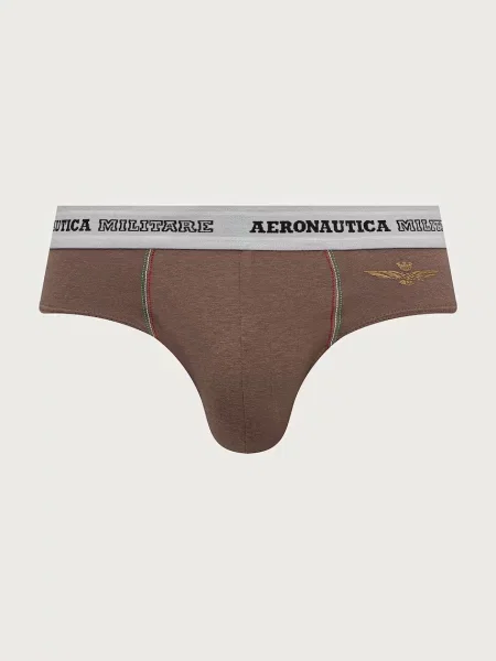 Aeronautica Militare slipy pánske s elastanom hnedá