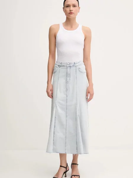 OUI spódnica jeansowa midi prosta niebieski