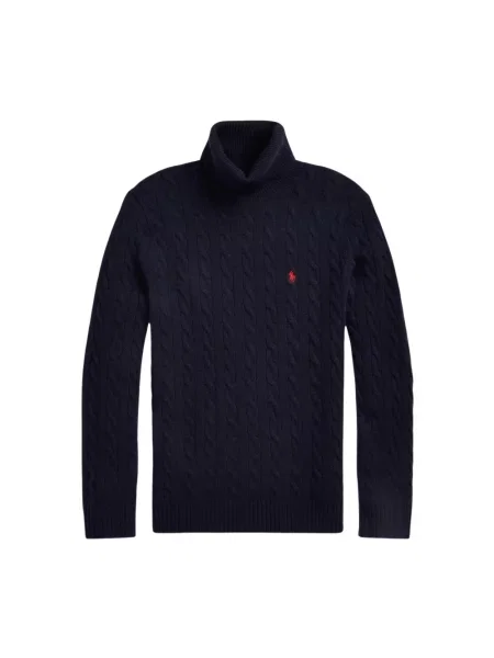 Polo Ralph Lauren sweter wełniany granatowy lekkie z golferm niebieski