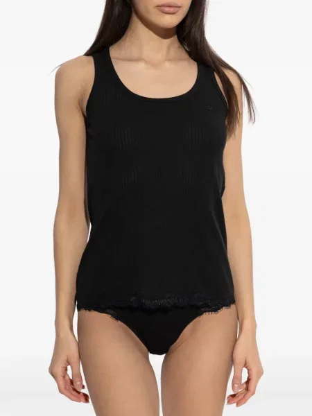 Top Emporio Armani cu broderie din dantelă negru