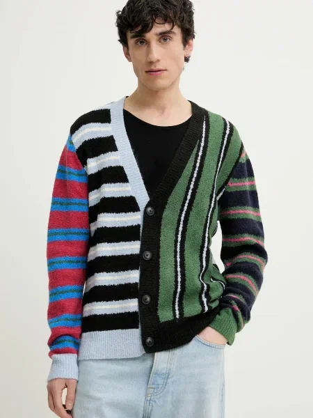Жилетка с вълна Desigual MIDSTRIPES черно