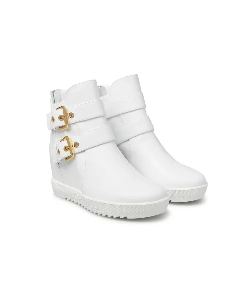 Sneakersy Loriblu skórzane na platformie białe