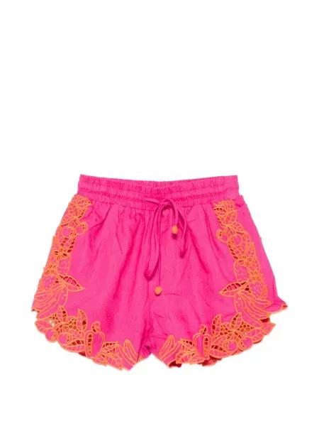Pantaloni scurți Farm Rio cu broderie roz