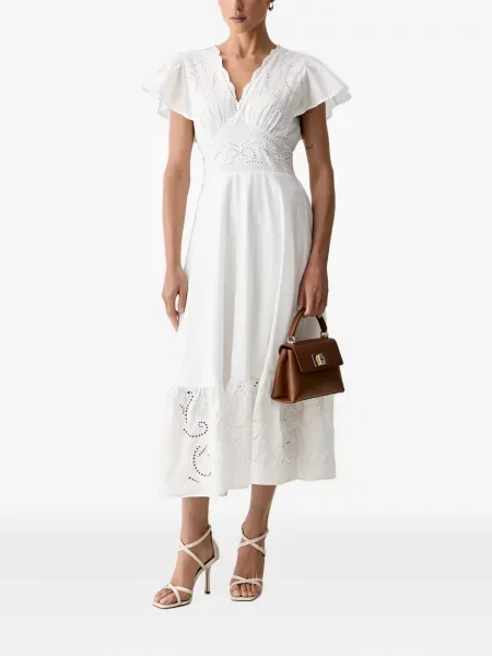 Rochie midi Morgan cu broderie alb