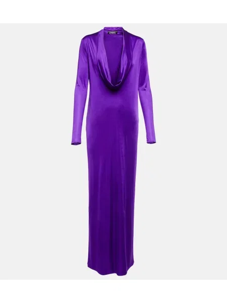 Rochie Versace din satin drapată violet
