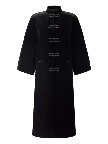 Palton Shanghai Tang de catifea negru