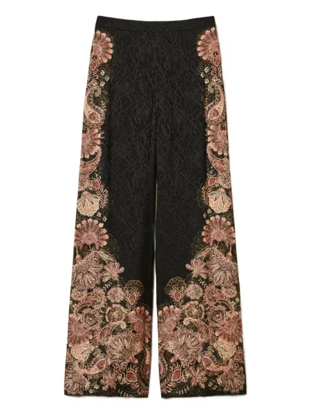 Pantaloni Twinset cu imagine cu model paisley negru
