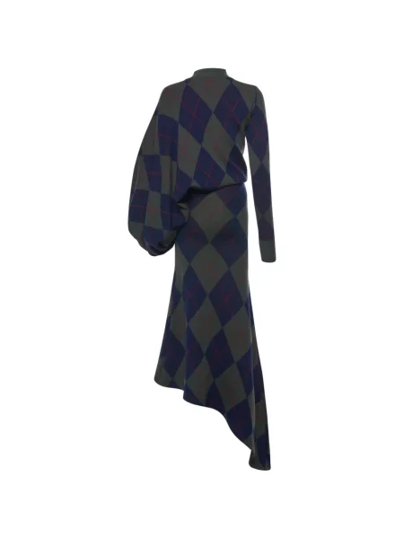 Rochie A.w.a.k.e. Mode tricotate cu model argyle asimetrică albastru