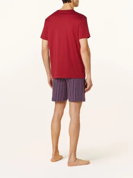 Mey Pyžamové Šortky Série Graphic Stripes tmavě modrá/ tmavě červená bílá