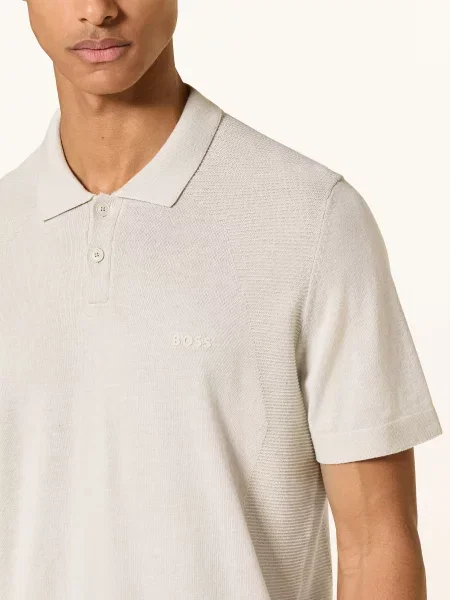 Boss Pletené Polo Tričko Momentum Lite Regular Fit béžová