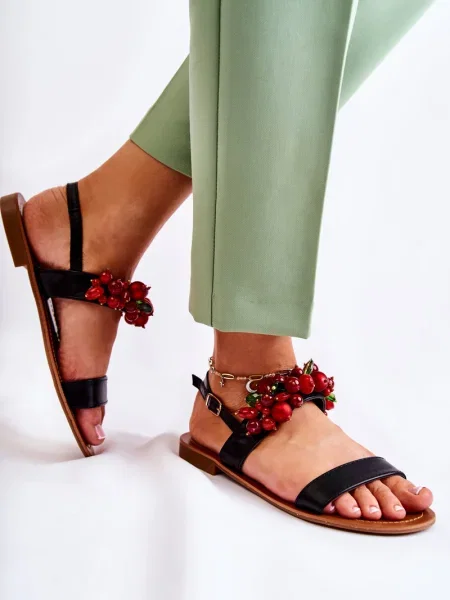 Sandály Boto s korálky černé